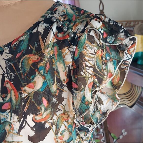 Belle du JOUR Sheer Bird Dress Size XL Fits Medium - Picture 7 of 10